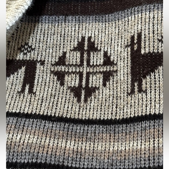 Vtg 70s Dimensions by Milford Collared Aztec Llama Long Thick Cardigan Large - Picture 10 of 13